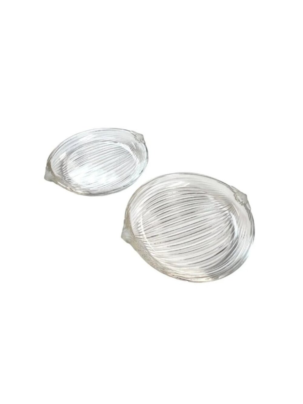 Vintage Mikasa Clear Glass Round Dish Frosted Handles - Set Of 2